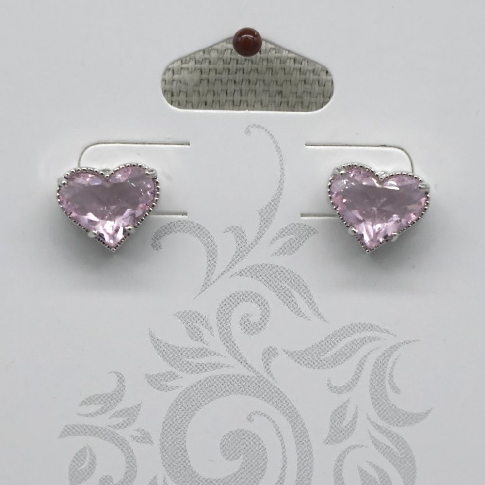 Necklace set with earrings and baby pink crystals. - Picture 3 of 4